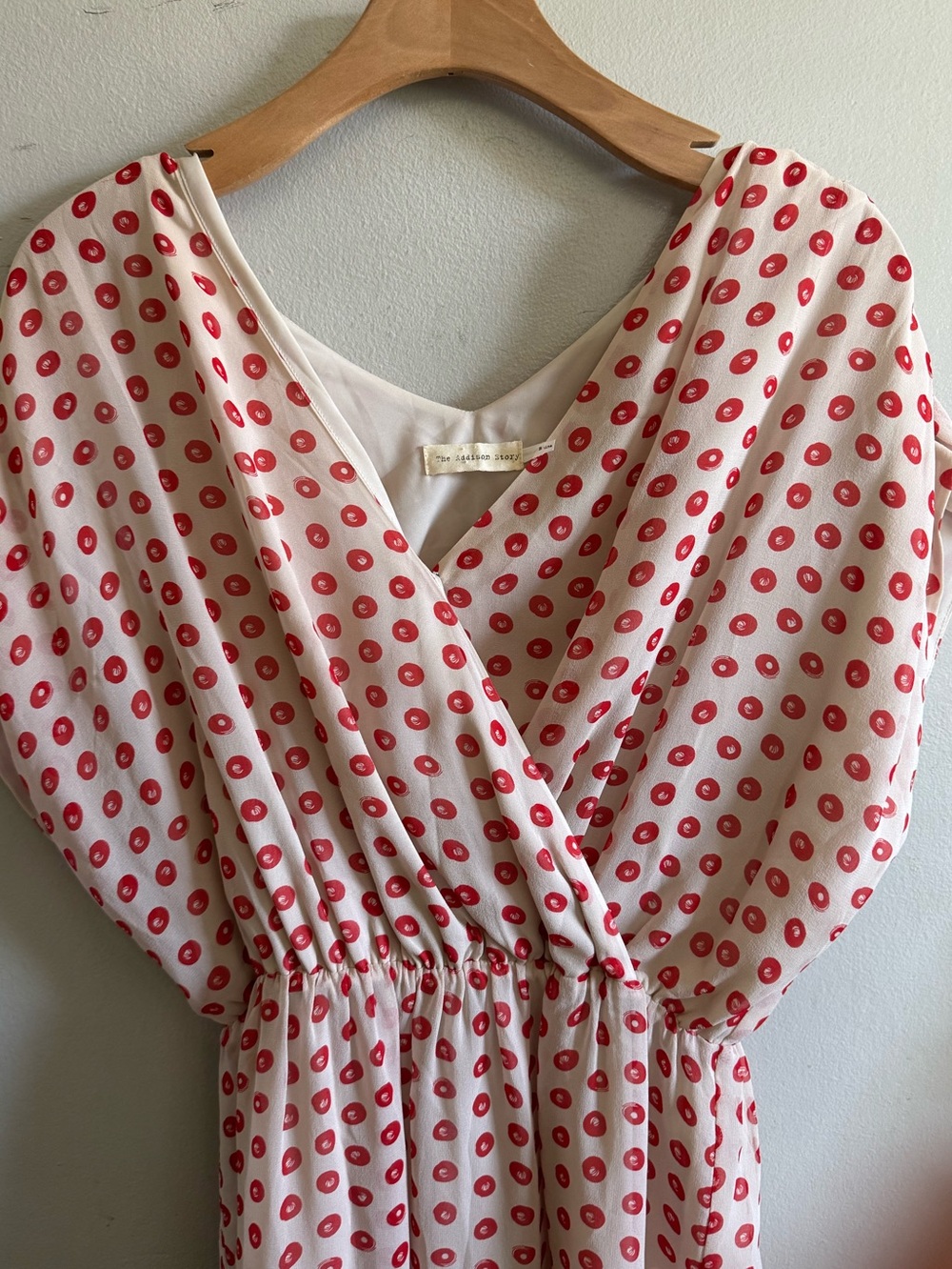 Anthropologie The Addison Story Red Silk Collecting Dots Dress sz medium - Picture 4 of 7